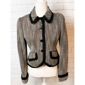 The Limited Wool Black and Ivory White Blazer